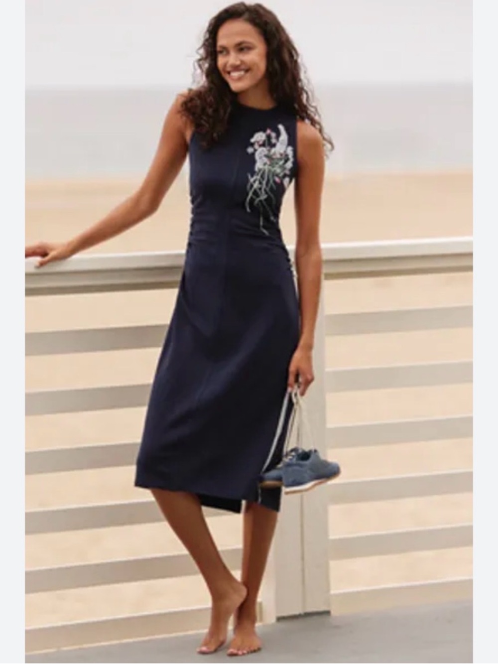 NWT Daily Practice by Anthropologie sleeveless midi embroidered dress
